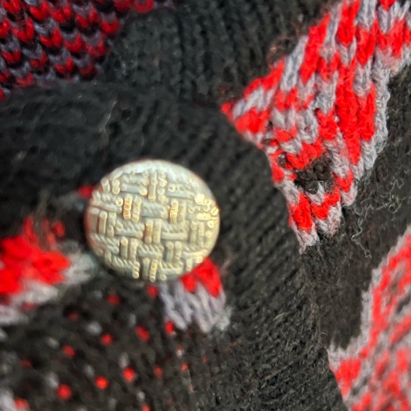 Vintage Black and Red Paisley Button Front Sweater Size S - Picture 4 of 8